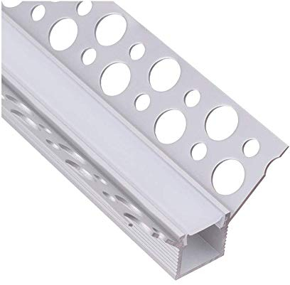 2m LED Eck Trockenbauprofil Alu Profil Trockenbau Einputz EINBAU-T (90) für Led Streifen inkl. Abdeckung (2m + Abdeckung matt)