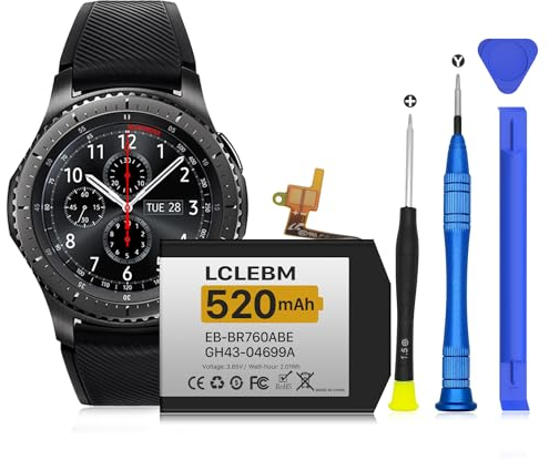 Batteria di ricambio per Samsung Gear S3 Frontier (SM-R760, R770, R765), Gear S3 Classic, EB-BR760ABE GH43-04699A, 430 mAh, con kit di strumenti di riparazione professionali