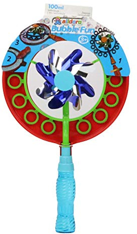 alldoro 60637 - Bubble Fun Seifenblasen Windmühle ca. 38,5 cm mit 100ml Seifenlauge, Seifenblasenstab Set mit Teller und Seifenblasenwasser, für Kinder ab 36 Monaten & Erwachsene, in 2 Farben sortiert