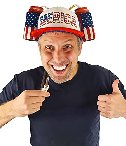 HandinHandCreations USA Hat Merica 4th of July All American Costume Drink Holder with Straw Costume