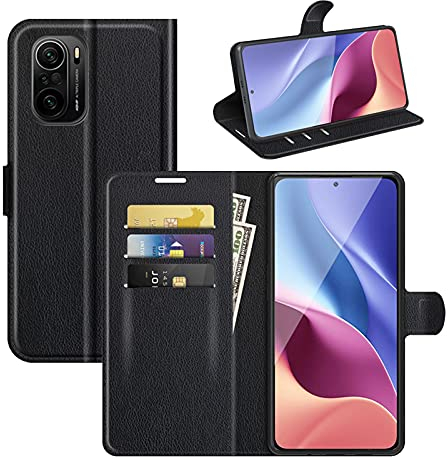 betterfon Handyhülle Kompatibel mit Poco F3 | Premium Qualität TPU Klapphülle für F3 mit Kartenfächern | Magnetverschluss Handyhülle | Schwarz