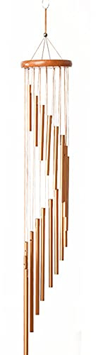 Alnicov Windspiele für den Außenbereich, Gedenktafel, Windspiel, 89,9 cm, mit 18 Röhren aus Aluminiumlegierung, für Garten, Terrasse, Haus und Innendekoration (goldfarben)