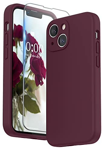 SURPHY Hülle Kompatibel mit iPhone 13 Mini Hülle Silikon mit Displayschutzfolie, Handyhülle iPhone 13 Mini Case mit Kameraschutz, iPhone 13 Mini Hülle Schutzhülle 5,4 Zoll 2021 (Pflaume)