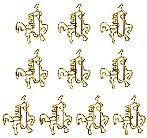 Büroklammern, goldene Büroklammern, süße Büroklammern, pferdeförmige Büroklammern, innovative Tierform-Clips Schreibtischzubehör für Büro, Schule, Zuhause, Bastelprojekt, Dekoration, 10 Stück