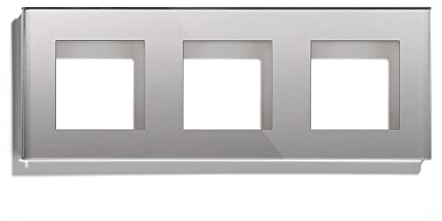 BSEED Rahmen Glasrahmen Panel für Lichtschalter und Steckdose Kristall Glasscheibe für Wandlichtschalter und Steckdosen Grau 228mm