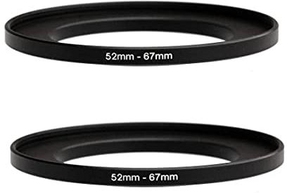 (2 Stück) 52–67 mm Step-Up-Ringadapter, 52 mm auf 67 mm Step-Up-Filterring, 52 mm Step-Up-Ring für DSLR-Kameraobjektiv und ND-UV-CPL-Infrarotfilter