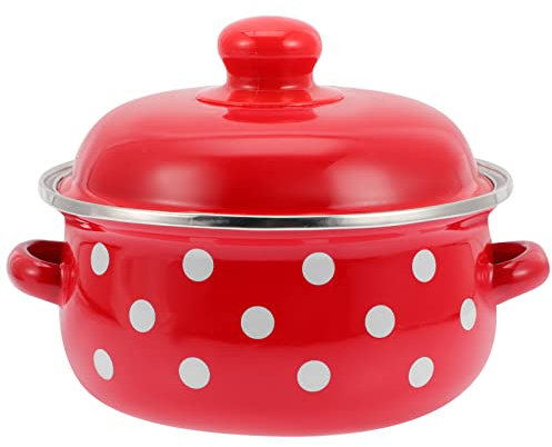TOPBATHY Emaille-Suppentopf mit Deckel, Emaille auf Stahltopf, Emaille, Dampf, Suppe, Schüssel, Deckel, Keramik, Servierschüssel, Suppenschüssel mit Griff, Zwiebelsuppe, Antihaft-Kochtopf mit Deckel