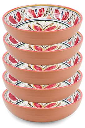 Purely Home Mediterranean - Outdoor/Camping/Picnic - Melamine/Plastic Low Bowls (5)
