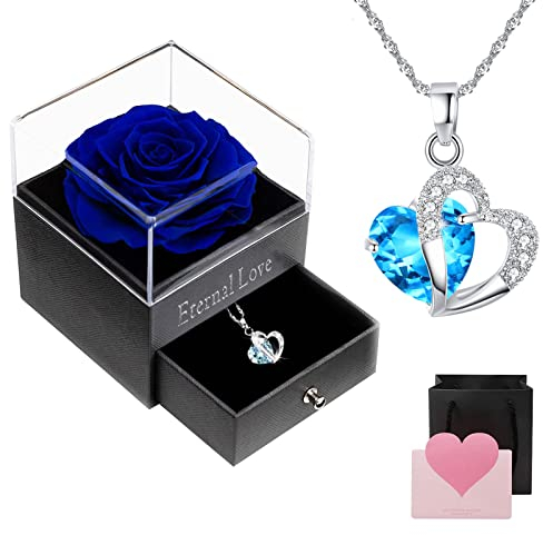 Necklace with Eternal, Preserved Real Rose - Handmade Forever Rose, Perfect for Lover, Valentine's, Mother's & Christmas