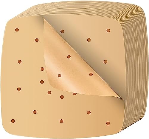 TOOINKCV 200 Pezzi Carta Pergamena Fodera per Friggitrice ad Aria, 22cm Carta Pergamena Perforata per Vapore per Friggitrice ad Aria, Cestello per Cottura a Vapore