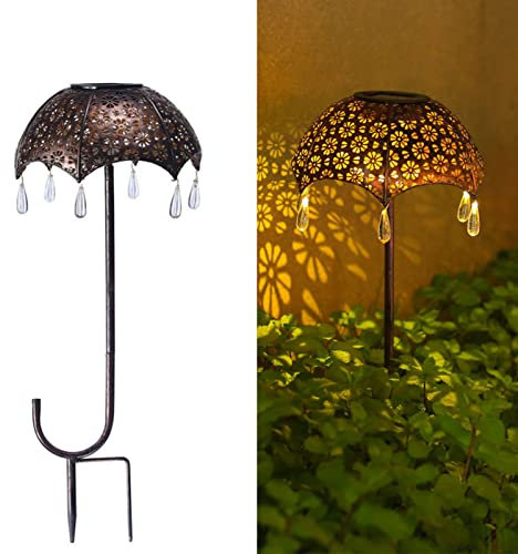 KWQBHW Solar Lights Outdoor Decorations Creative Umbrella Shape Garden Lights Solar Stake Light Waterproof Landscape Lights for Pathway Yard Patio Lawn