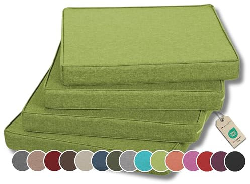 Gutekissen® Stuhlkissen Polsterauflage Auflage für Stühle/Bänke für Haus und Garten Sitzauflage Gartenkissen Sitzkissen viele Farben FK5 (40x40, Limette, 4)