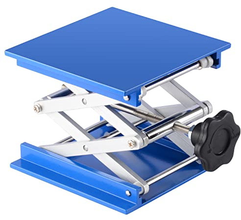 Labasics Labor Jack, 150x150 mm eloxierte Aluminium Unterstützung Jack Lift Tisch Top Deck Schere Stand Plattform mit 10 KG Stützgewicht, 60 bis 260 mm Hubbereich