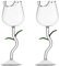JYCRA Lot de 2 verres à cocktail en forme de rose, verres à vin rouge en forme de fleur avec feuilles réalistes pour mariage, bar, fête, vert