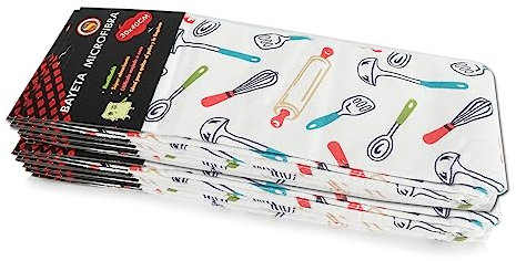 Super Mundo - Paños de Limpieza de Microfibra, Bayetas Microfibras, 12 Unidades, Ideal para Limpieza, Cocina, Coche, Baño, 30 X 40 cm (Cocina Multicolor)