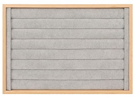 Cyrank Porte-bague, Velours 7 Fentes Bague Boucles D'oreilles Plateaux Empilable Bague Présentoir Bijoux Organisateur Pour Vitrine, Bagues Boucles D'oreilles Vente(Gris)