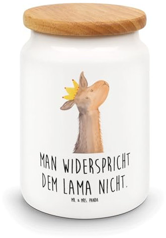 Mr. & Mrs. Panda Vorratsdose Lamakopf König - Geschenk, Abi, Leckerlidose, Abitur, Frischhaltedose, Aufbewahrungsdosen, Keksdose, Alpaka,