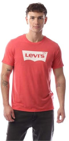 Levi's Men's Graphic Crewneck Tee T-Shirt, Ssnl Core Bw Script Red, M