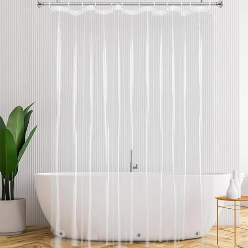 Fhioevt Tenda Doccia Trasparente 180 x 200cm Tenda per Vasca da Bagno PEVA Tenda per Doccia con Anelli Tenda Doccia Antimuffa e Impermeabile per Famiglia, Dormitorio, Hotel