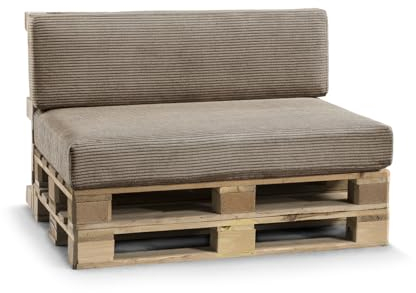 Gutekissen® Palettenkissen, Gartensofakissen, Sitzkissen, Rückenlehne gefüllt mit Poulirette-Schaum, viele Farben und Größen PFL (Set (Sitzkissen 120x80 +Rückenlehne 120x40), Hellbraun)