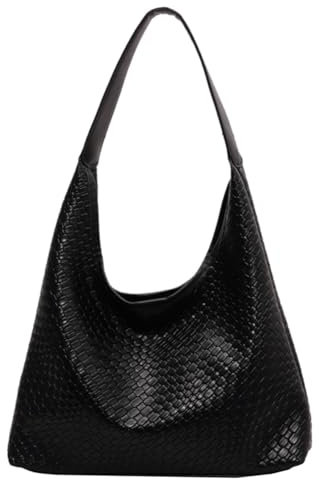 BIOSA Damen Geflochtene Tasche Shopper, Große Kapazität PU Geflochtene Beuteltasche Tote Schultertasche, Leder Geflochtene Einkaufstasche Tote Bag Tragetasche