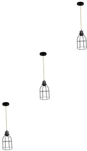 jojofuny 3st Leuchter Retro-pendelleuchte Vogelkäfig-hängelampe Vogelkäfig Lampe Hängelampe Im Eingangsbereich Schwarze Leuchten Wohnzimmerlampe Decke Wohnzimmerbeleuchtung Schmiedeeisen