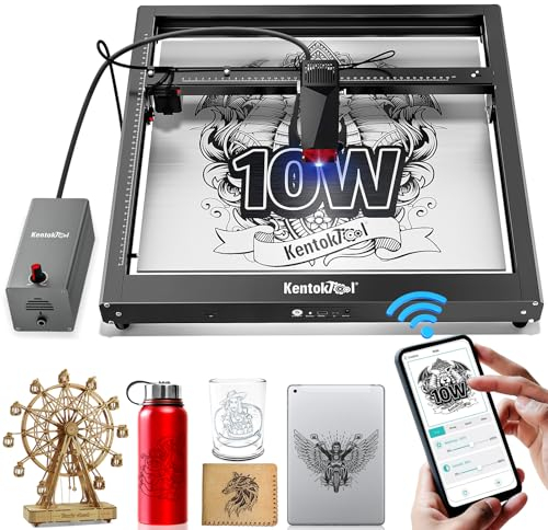 Laser Graviermaschine, JL7 Lasergravur Maschine Mit Air Assist, 10W Leistung Schnelles und Präzises Laser Cutter, APP Unterstützte Graviermaschine Geeignet für Holz, Metall, Acryl, Glas