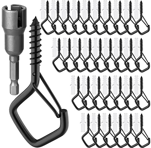 GIPTIME Ganci a Vite, Occhielli a Vite per Legno, Ganci a Vite per esterni, Gancio da parete, Gancio da Soffitto per appendere Piante, Gancio Avvitabile in Acciaio inox con fusibile (Nero-50)