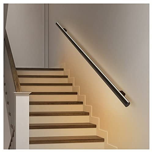 Pasamanos con luz LED - Barandilla de Aluminio - Luz de Pared Larga - Pasamanos de Escalera Luminosos para escaleras de Cubierta Interior y Exterior (Color: Negro, tamaño: 19,7/0,