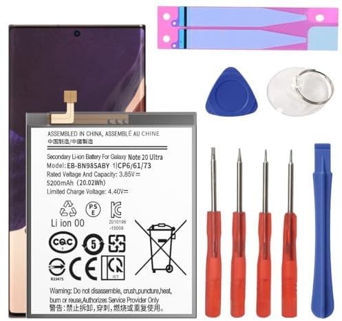 Note 20 Ultra Battery, 5200mAh Upgraded 2024 New 0 Cycle Battery Replacement for Samsung Galaxy Note 20 Ultra 5G SM-N985 N986 N986U with Professional Replacement Tool Kits