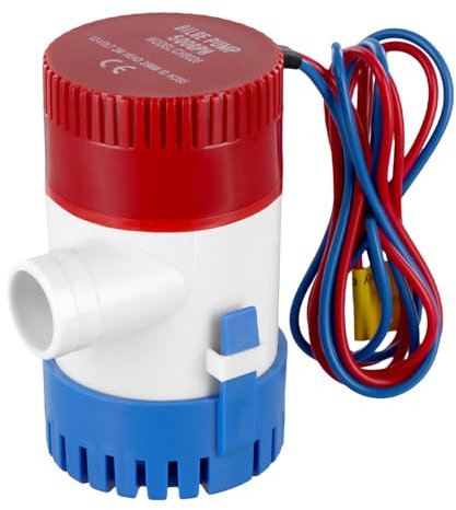 QWORK® Bomba Achique 12V 500GPH, Bomba de Agua Sumergible para Barcos, Yates, Caravanas y Jardines - para Agua Dulce, Salada y Sucia