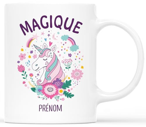 𝗖𝗔𝗗𝗘𝗔𝗨 𝗣𝗟𝗨𝗦 Mug Personnalisé Prénom - Mug Licorne Magique - Mug Licorne, Tasse Licorne, Cadeau Femme Original Utile, Cadeau Original Femme, Mug Original Et Insolite, Mug Original Femme
