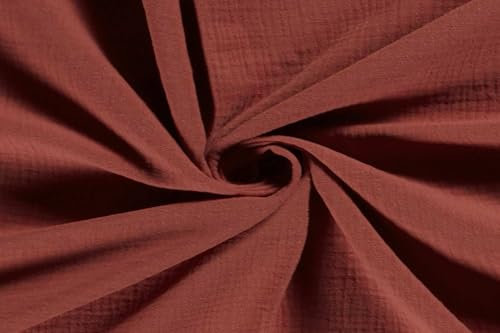 50x130cm Musselin Stoff uni Oeko-Tex zertifiziert Meterware Mulltuch Baumwolle, Farbe:kastanienbraun