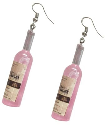 ROMISBABA 1paar Elegante Ohrringe Weinflaschen-form Pinke Ohrringe Mit Zufälligen Aufkleberdesigns Trendige Ohrhänger Für Damen Für Partys Und Freizeit