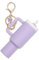 Joalpysm Mini Tumbler Keychain, Mini Cup Keychainfor Stanley Cup, Cute Accessories with Flower Charms for Stanley for Women Handbag Backpack Purse (Purple)