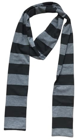 KADSXIYA Dünner gestreifter Schal, Skinny-Schal, Harajuku-Halsbekleidung, modisch, gestreift, langer Schal, Schwarz, Grau, 9,8 - 180, As derailed discription