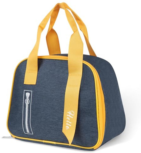 Linkidea Bolsa de almuerzo aislada con correa de mano, bolsa de almuerzo portátil con cremallera para uso diario, compatible con Bentgo Classic, Bentoheaven, Ello, NatraProw (Azul marino)