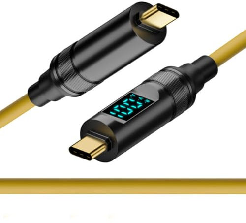 CY Cable Smart LED Display USB-C USB4 Cable 20 Gbps 100 W 8K para computadora portátil Disco Teléfono Cable tipo C macho a macho Cable de alimentación y datos (20 cm)