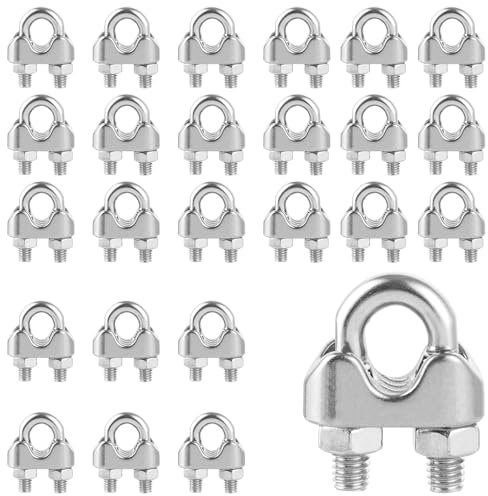 MIVIDE 30 Stück Drahtseilklemme 5mm, Drahtseilklemme Edelstahl 304, Seilklemmen 5mm Edelstahl, M5 Bügelseilklemme Edelstahl U-Bolzen für Drahtseil Seilklemme Klemme Wäscheleine Markise