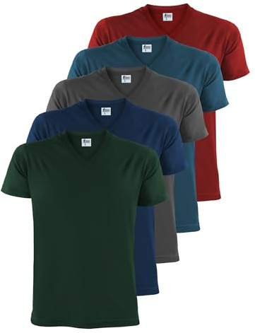 ALPIDEX Camiseta Hombre S-5XL Manga Corta Pack 5 Cuello Pico Algodón Basica | 175 g/m², Manga Corta, Corte Regular, OEKO-TEX, Transpirable, Lavable Máquina, Casual, Verano, Deporte, Trabajo, 100% Algodón