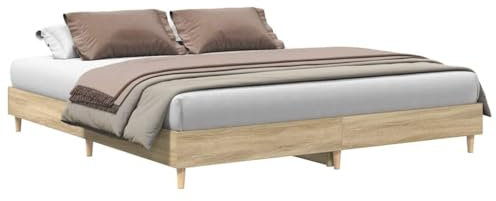 vidaXL Bettgestell ohne Matratze Sonoma-Eiche 200x200 cm Holzwerkstoff, Bettrahmen, Bett, Palettenbett, Schlafzimmermöbel, Doppelbett, Plattenbett