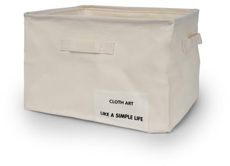 LIN HOME Cesta de Tela Gruesa Plegable para Almacenamiento 40x30x26cm con Asa - Caja Tela Multiuso para Armarios, Baño, Juguetes, Coladas