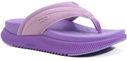 ONCAI Orthopädische Flip Flops Damen mit Arch Support Damen Orthotische Erholung Sandalen 2025 Komfortable Plantar Fasciitis Slip On Walking Sandale für Womans Casual Sommer Lila 39