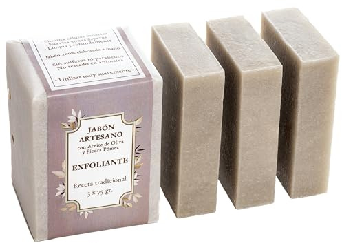 CABRERIZO SOAP Scrub Corpo Esfoliante - Sapone alla pietra pomice, 3 x 75 g | Sapone naturale corpo pietra vulcanica, pulizia profonda e cura personale, pietra pomice per piedi e sapone doccia