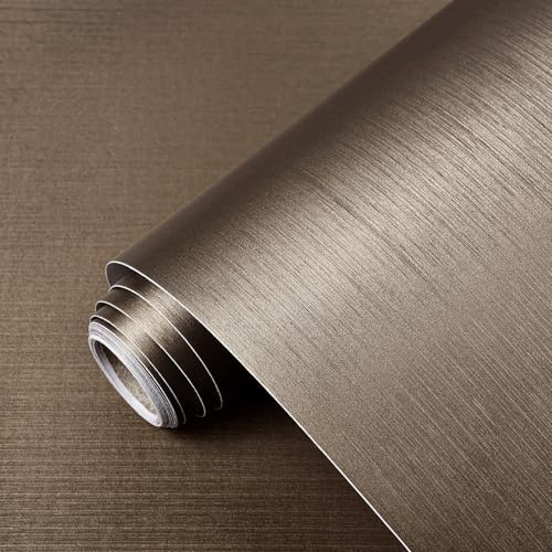 MOBAILUYI Stainless Steel Contact Paper Dark Gold Metallic Peel and Stick Waterproof Wallpaper for Kitchen Countertop Backsplash Self Adhesive Wall Paper Dishwasher Fridge Appliances Cover 15.7x236
