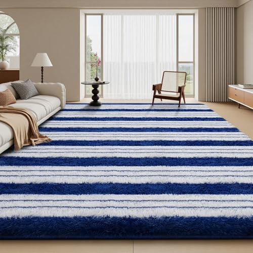 Sour Lemon Hochflor Teppich Groß, Blau Teppich Wohnzimmerteppich 160x230cm | Teppiche Schlafzimmer Flauschiger Teppich Waschbar Anti-Rutsch Extra Große Carpet Teppichen für Schlafzimmer Kinderzimmer