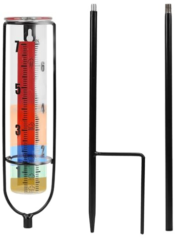 BigKing Pluviometro da Esterno a Colori, 7in Pluviometro da Giardino con Prato Metallico a Tre Sezioni per La Misurazione delle Precipitazioni All'aperto, Facile Installazione e Lettura