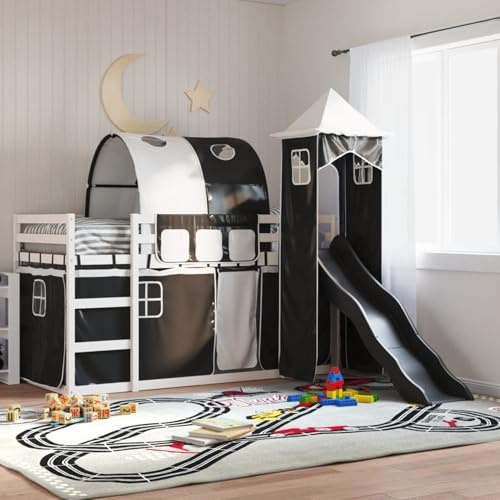 Gecheer White Solid Pine Wood Bunk Bed with Slide, Ladder & Guardrails - Suitable for Kids 6+ Beds and accessories 3284164