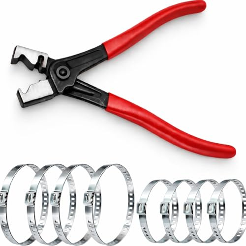 9 Piece Heavy Duty Multi-Purpose Hose and CV Boot Clamp Tool Kit, Clic and Clic R Collar Clamp Assortment for Car CV Joint, Axle and Hose Repair on Most Vehicles