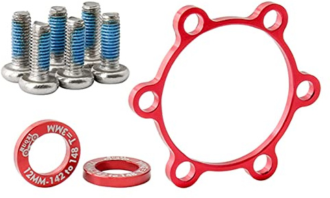 Pegciuho Fahrradnabenadapter Aluminiumlegierung Umrüstsatz mit Zwischenring Und Schrauben Zur Einfachen Montage für Mountainbike Rennrad Reparaturwerkstatt Out, 3mm Rot